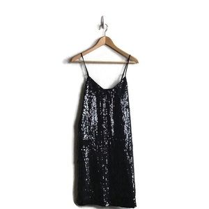 L’agence Dress Sequin Mini Shift V Neck Holiday New Years